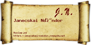 Janecskai Nándor névjegykártya